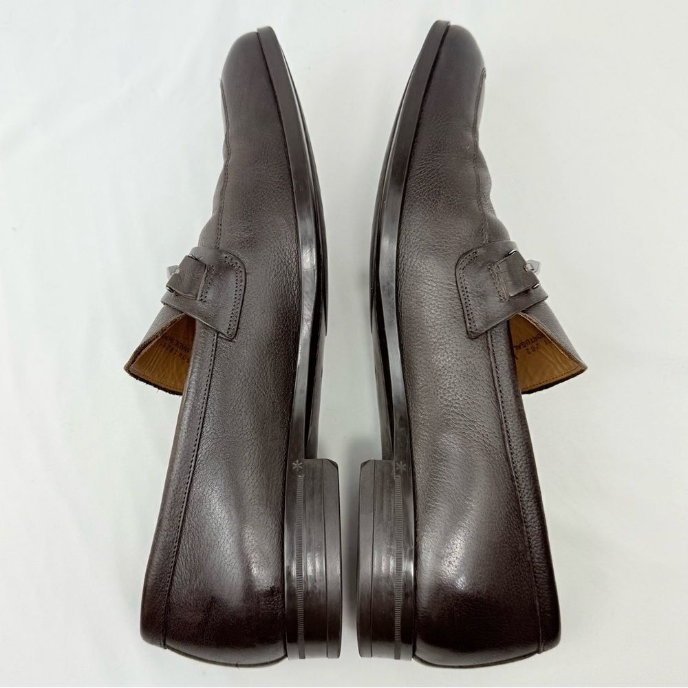 Hugo Boss Brown Leather Silver Tone Horse Bit Slip On Dress Loafer Shoes - Picture 7 of 15